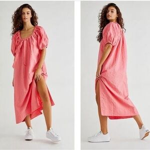 Free People Natural Element MIDI Dress in pink